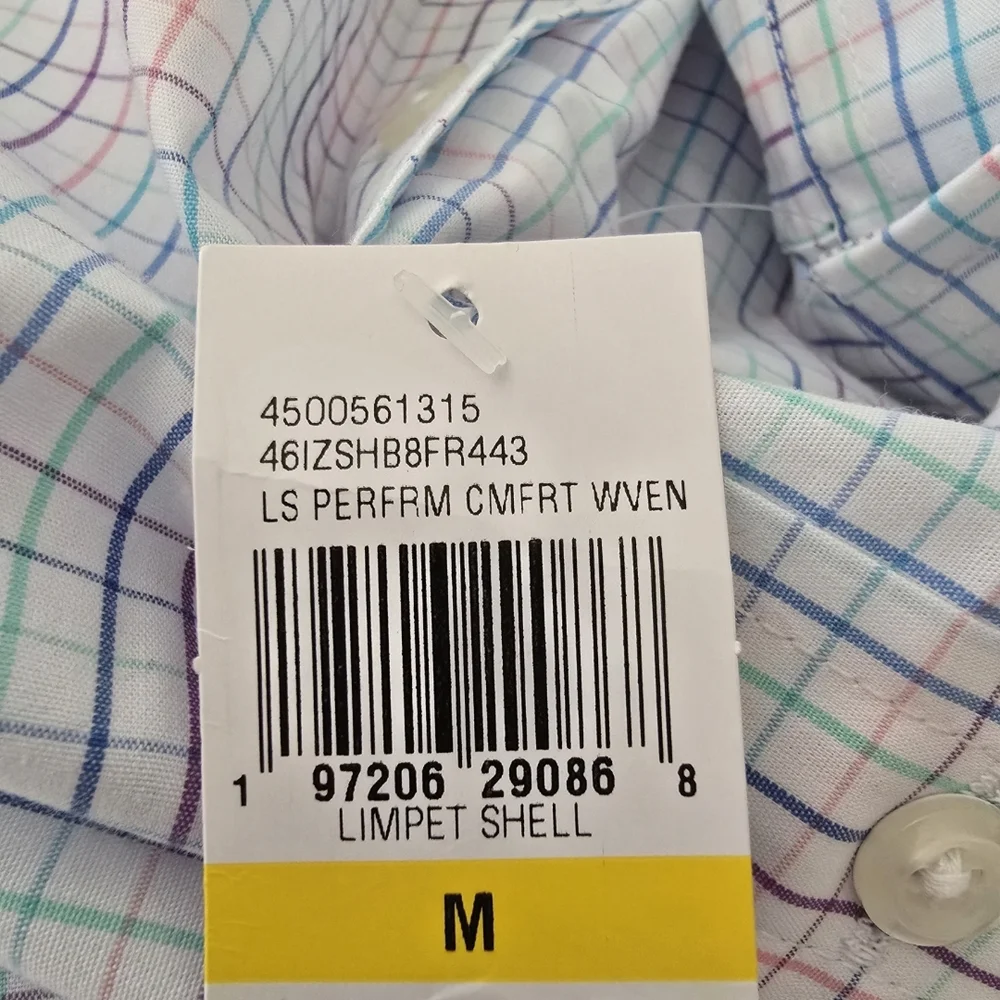 IZOD Men's White Colored Plaid Shirt NWT Medium - Picture 7 of 10